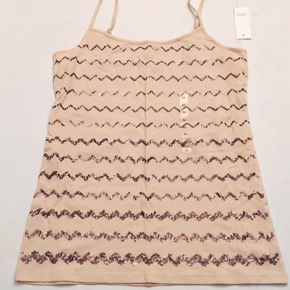 LOFT OUTLET Sequin Beige Tank Top/Camisole sz M NWT